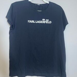 Karl Lagerfeld Navy Tee with White Logo